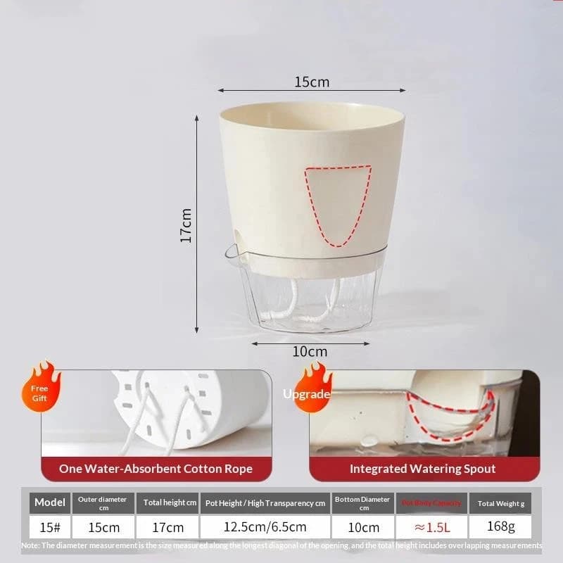 Self-Watering Plant Pot with Water Level Indicator