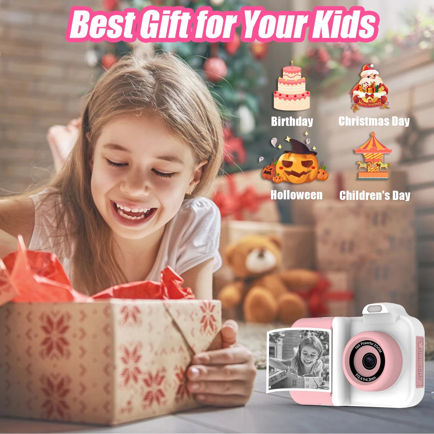 Kids Instant Print Camera with Dual Lens