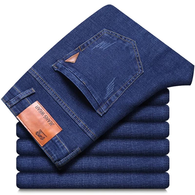 Men Fashion Straight Jeans Men 2025 New Stretch Slim Fit Pants Comfortable Soft Business Denim Trousers Male Brand Clothing