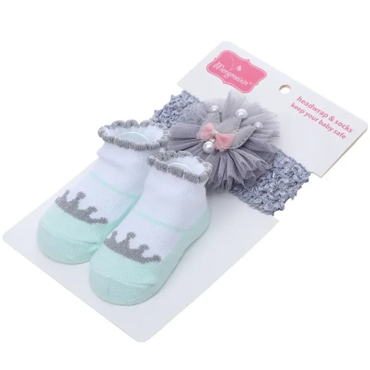 Baby Girl Socks and Bow Headband Set
