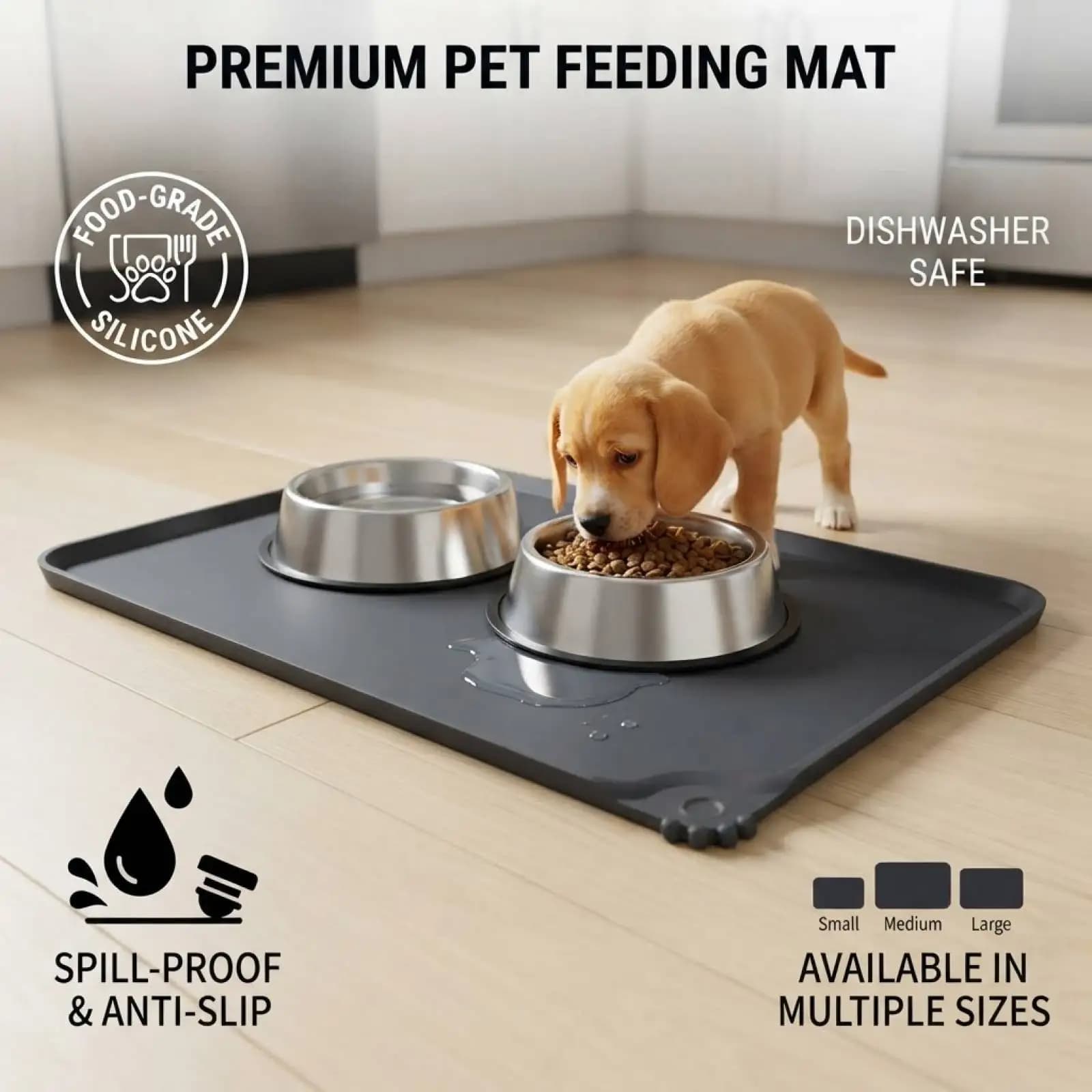 Pet Feeding Mat with Raised Edge