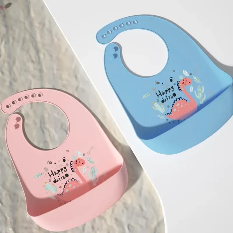 Silicone Waterproof Baby Bib Dinosaur Print