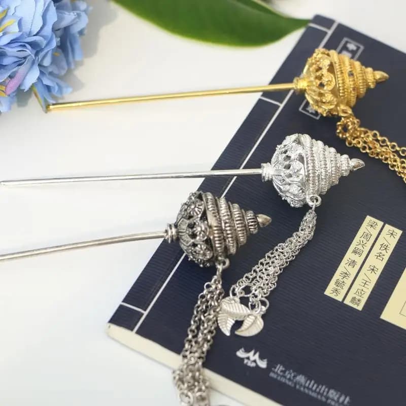 Ancient Style Metal Hair Stick Tassel Headwear