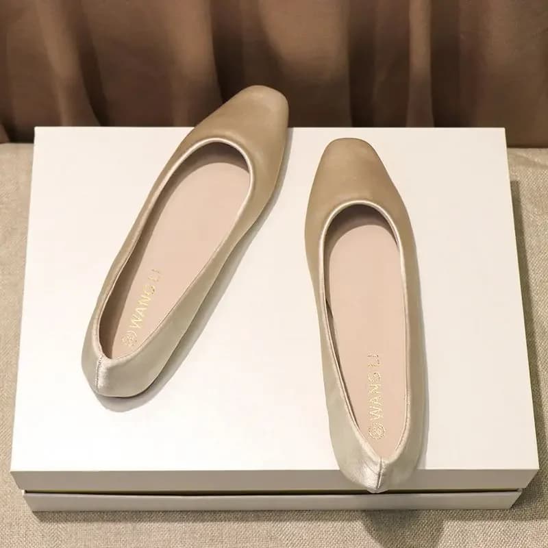 Women's Low Heel Square Toe Office Flats