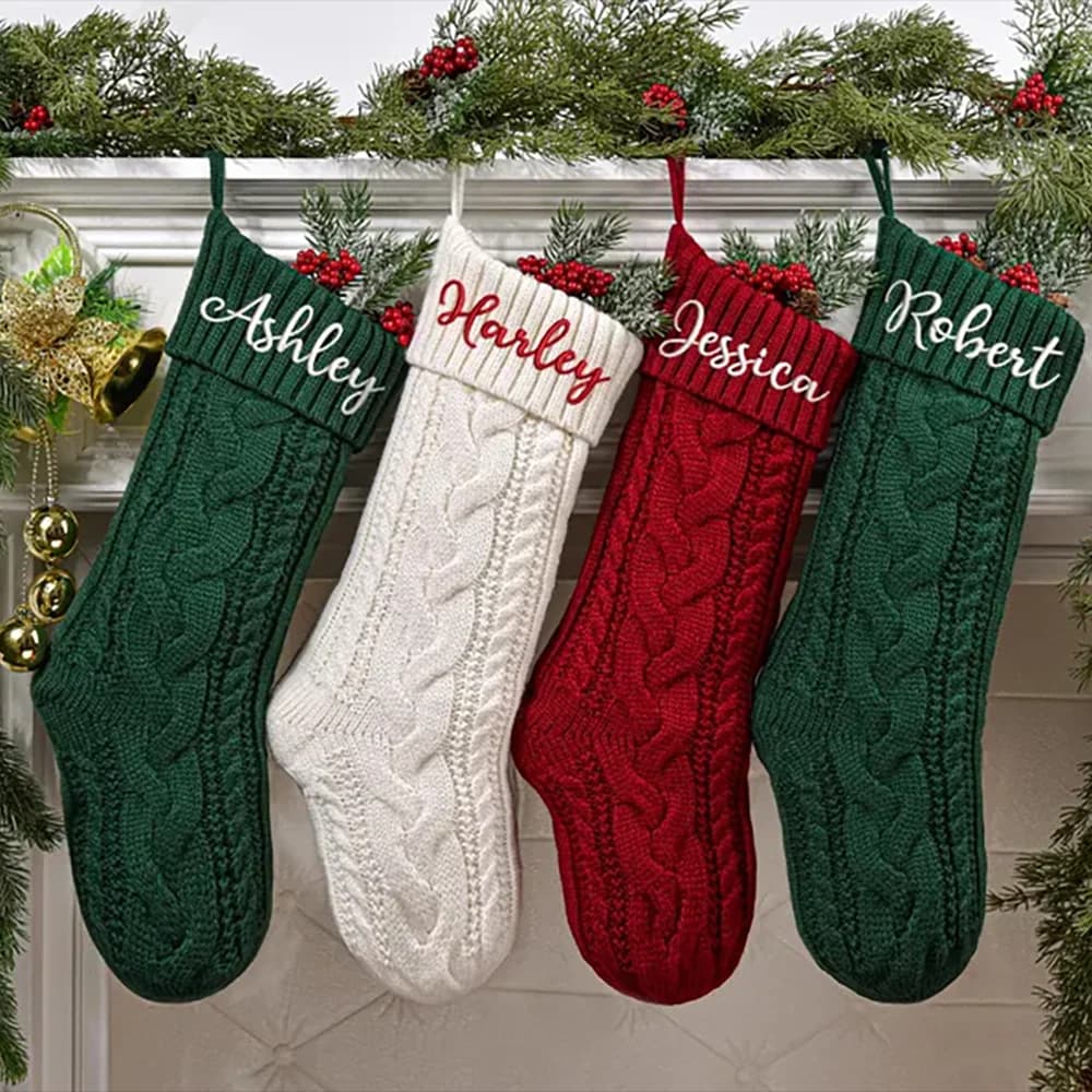 Personalized Cable Knit Christmas Stocking
