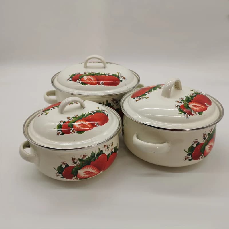 Strawberry Enameled Cookware Set 3-Piece