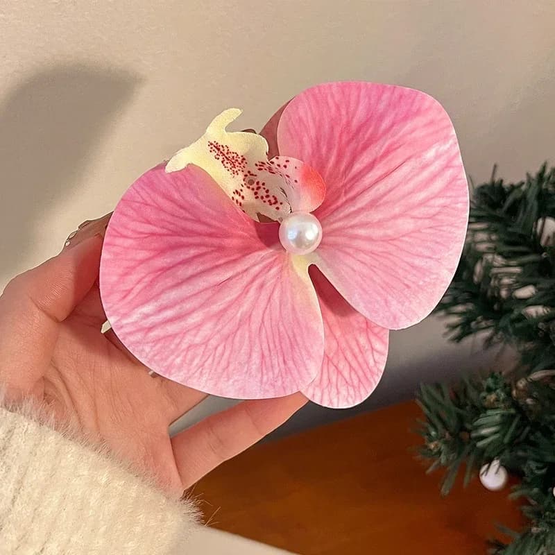 Pink Orchid Flower Hair Clip