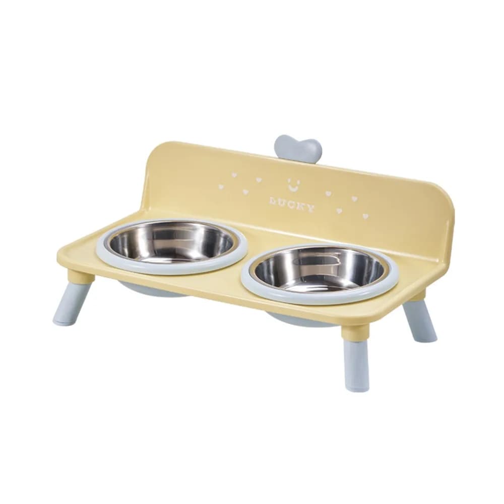 Elevated Stainless Steel Double Pet Bowl with Splash Guard