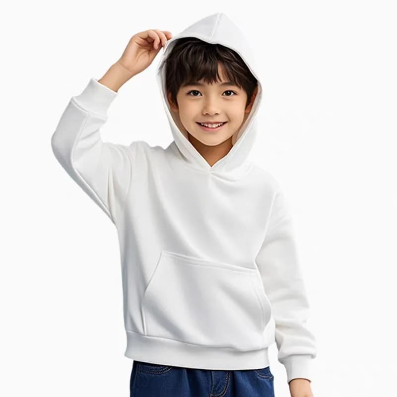 Kids Hoodie Sweatshirt Long Sleeve White
