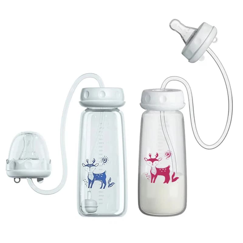 BornBL 6 Month+ 8oz 240ml Hands Free PP Baby Feeding Bottle with Tube Anti-Colic Nursing System