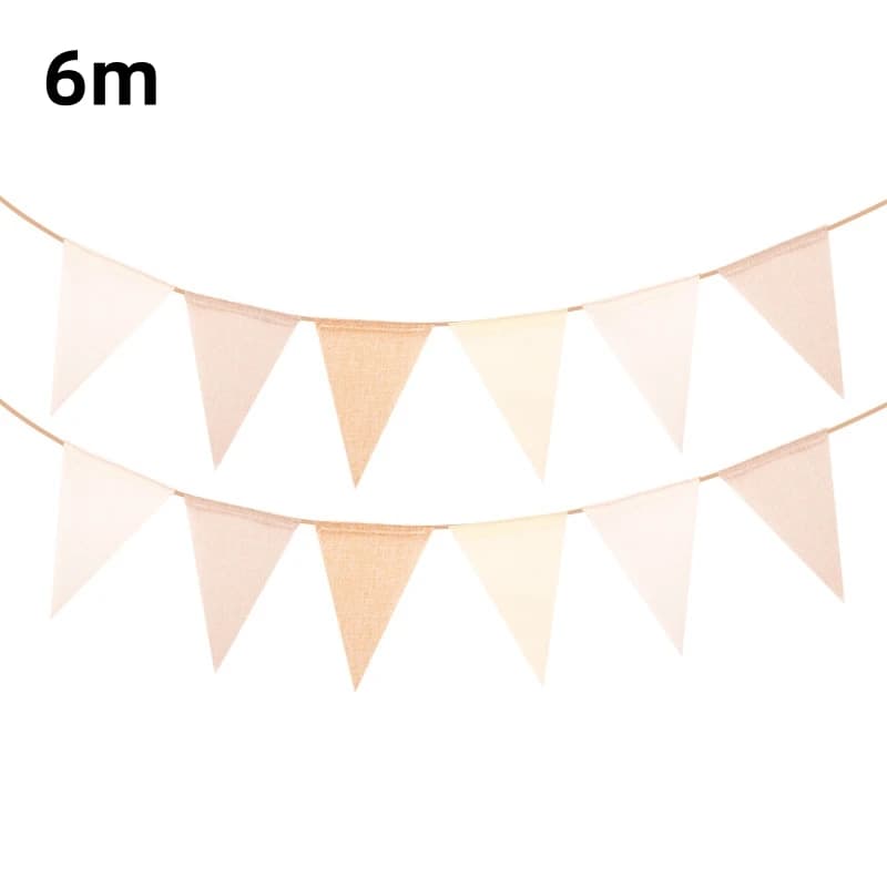 First Birthday Baby Shower Burlap Garland Wedding Coffee Cream Pennant Decoration Linen Khali Banner Kids