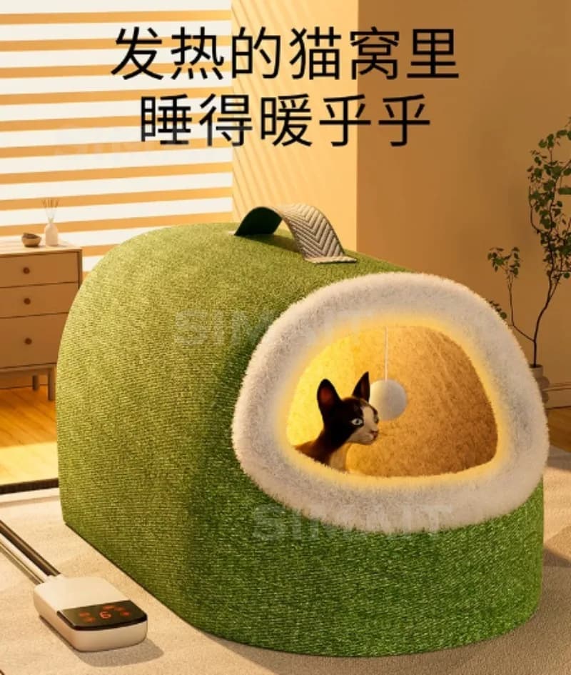 Heated Enclosed Cat House with Thermostat