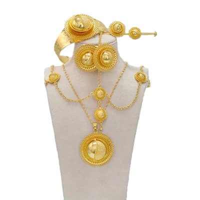 Ethiopian Women's Jewelry Set with Hairpins and Headbands