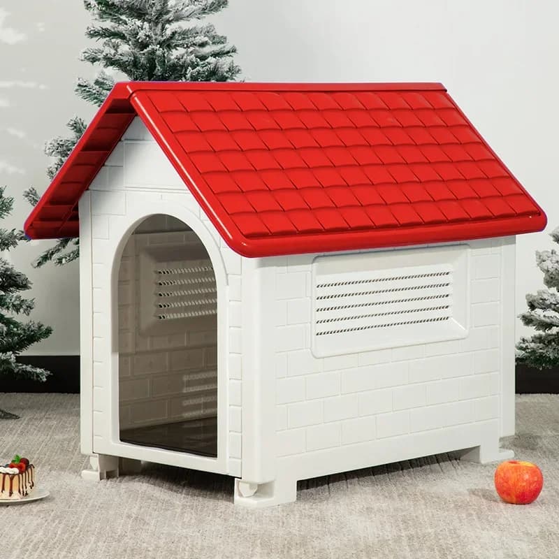 Outdoor Indoor Dog House with Rainproof Cover