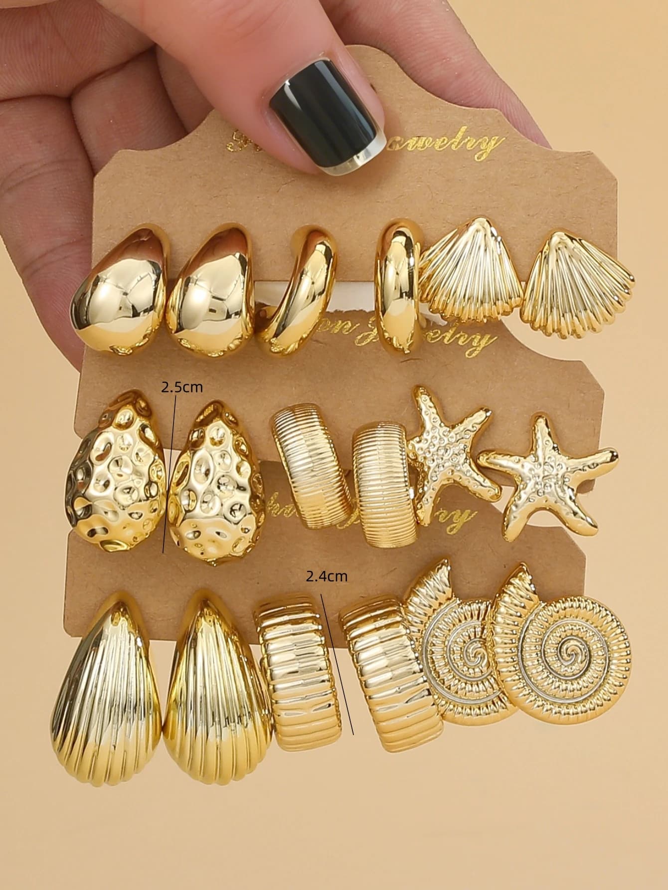 Ocean-Inspired Earring Set, 6 Pairs