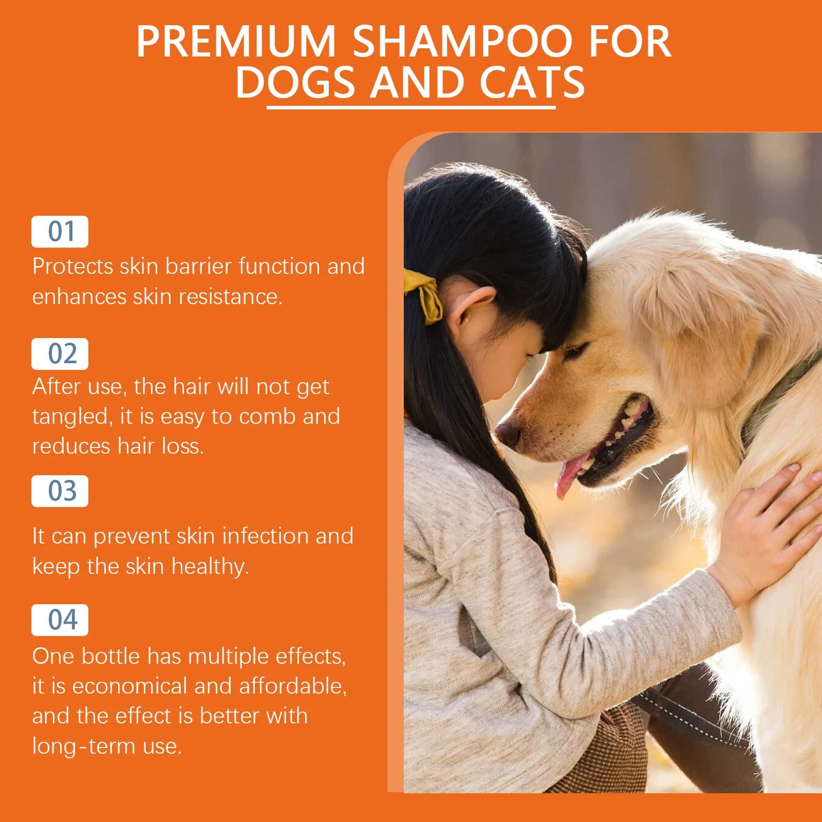 Pet Shampoo for Dogs & Cats Deep Cleansing Pet Skin Remove Odor Control Relieve Itching Keep Ph Balance Fluffy Soft Shower Gel