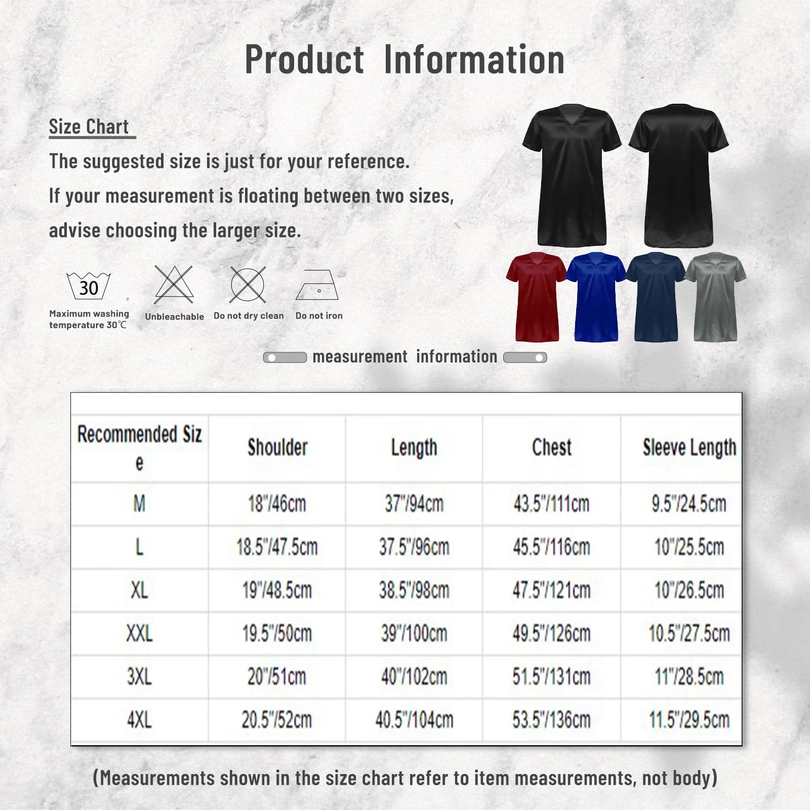 Men's Satin V-Neck Short Sleeve Nightshirt