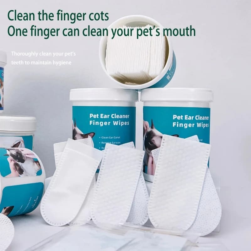 Pet Disposable Finger Wipes 50Pcs, Safe Gentle Wipes for Dogs Cats, Removes Tartar, Cleans Ears & Freshens Breath Easily