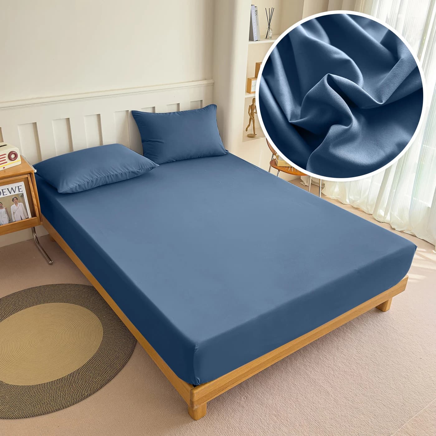 Fitted Bed Sheet With Elastic Band Solid Color