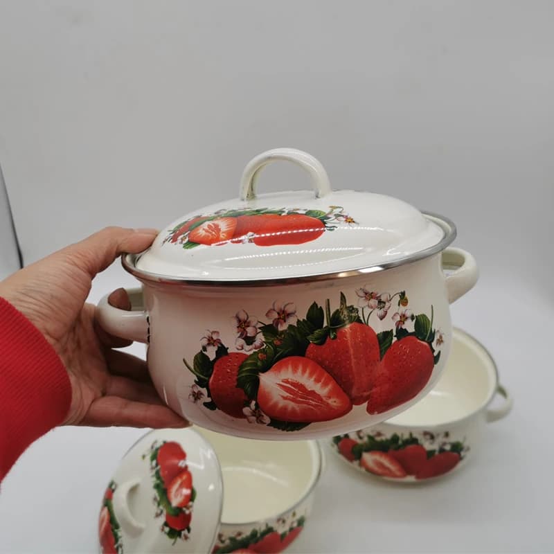 Strawberry Enameled Cookware Set 3-Piece
