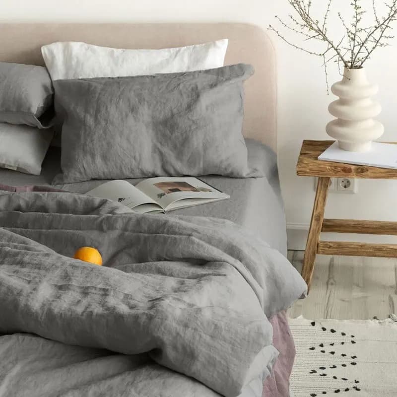 Bed Sheet Set 4 Piece 100% Pure Linen Bedding 1 Flat Sheet 1 Deep Pocket Fitted Sheet 2 Pillowcases Flax Sheets Set Bedding Set