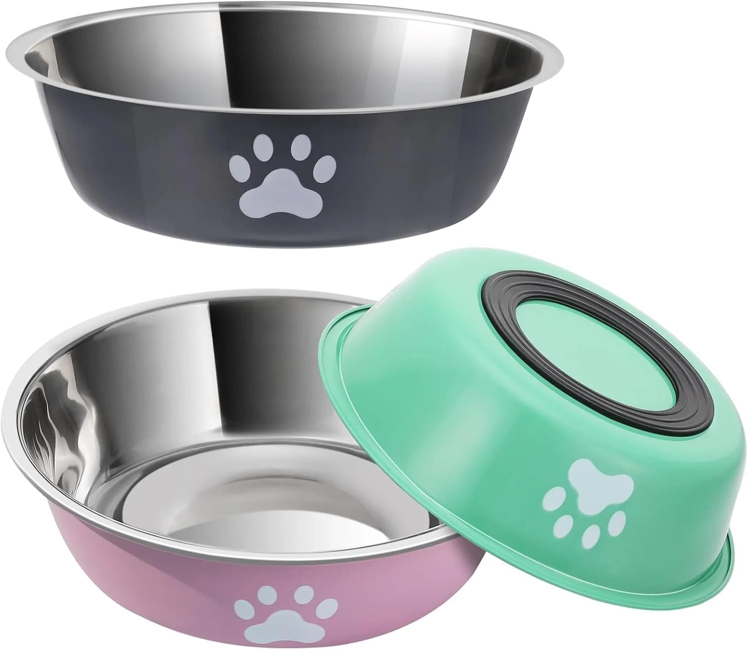 Stainless Steel Pet Feeding Bowls with Non-Slip Base