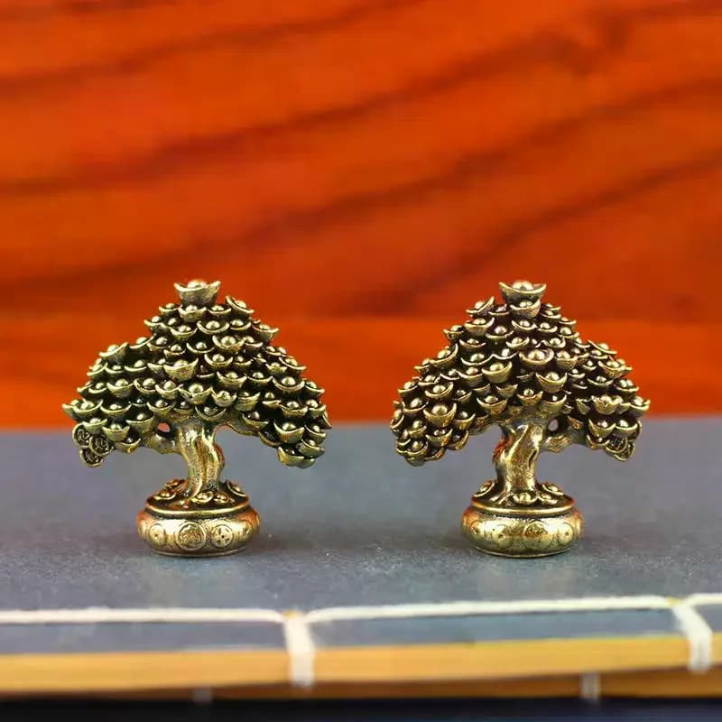 Brass Fortune Tree Tabletop Sculpture