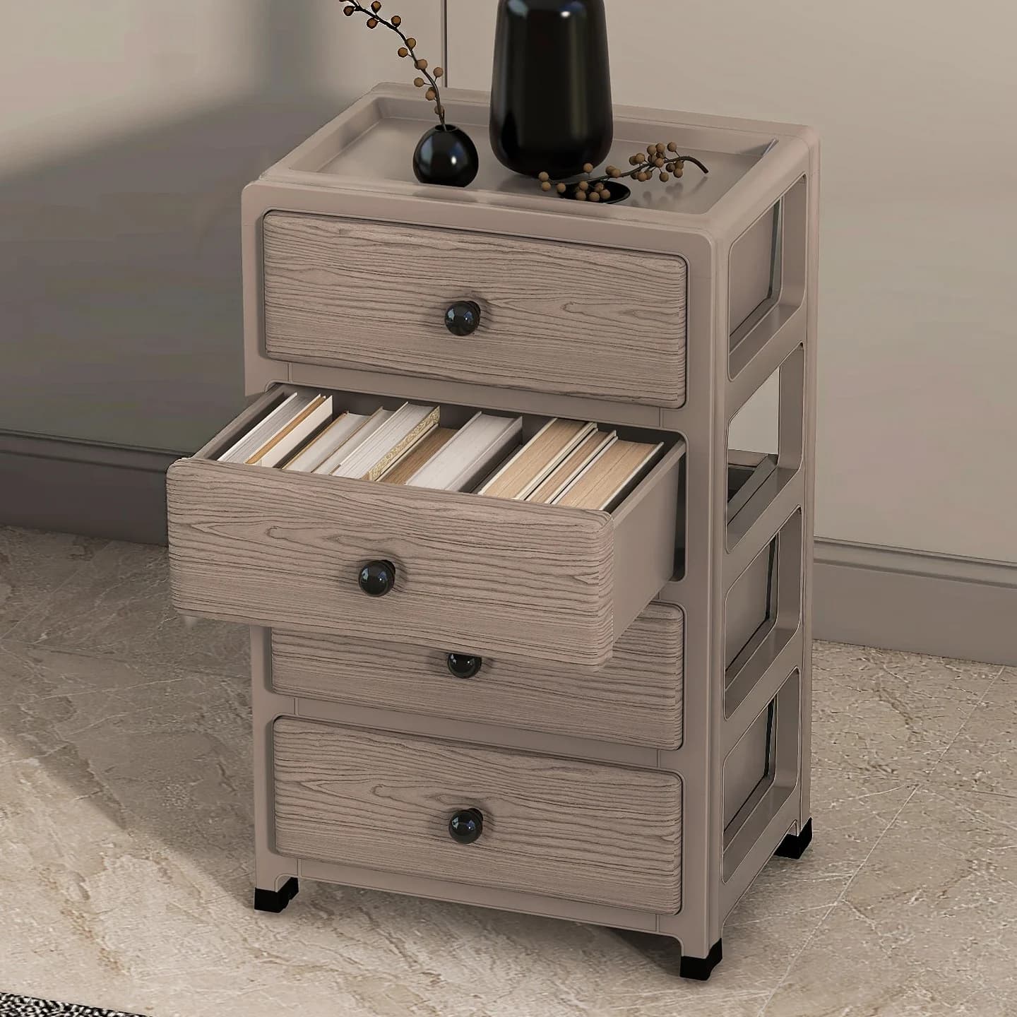 35cm Drawer-Style Nightstand Storage Cabinet