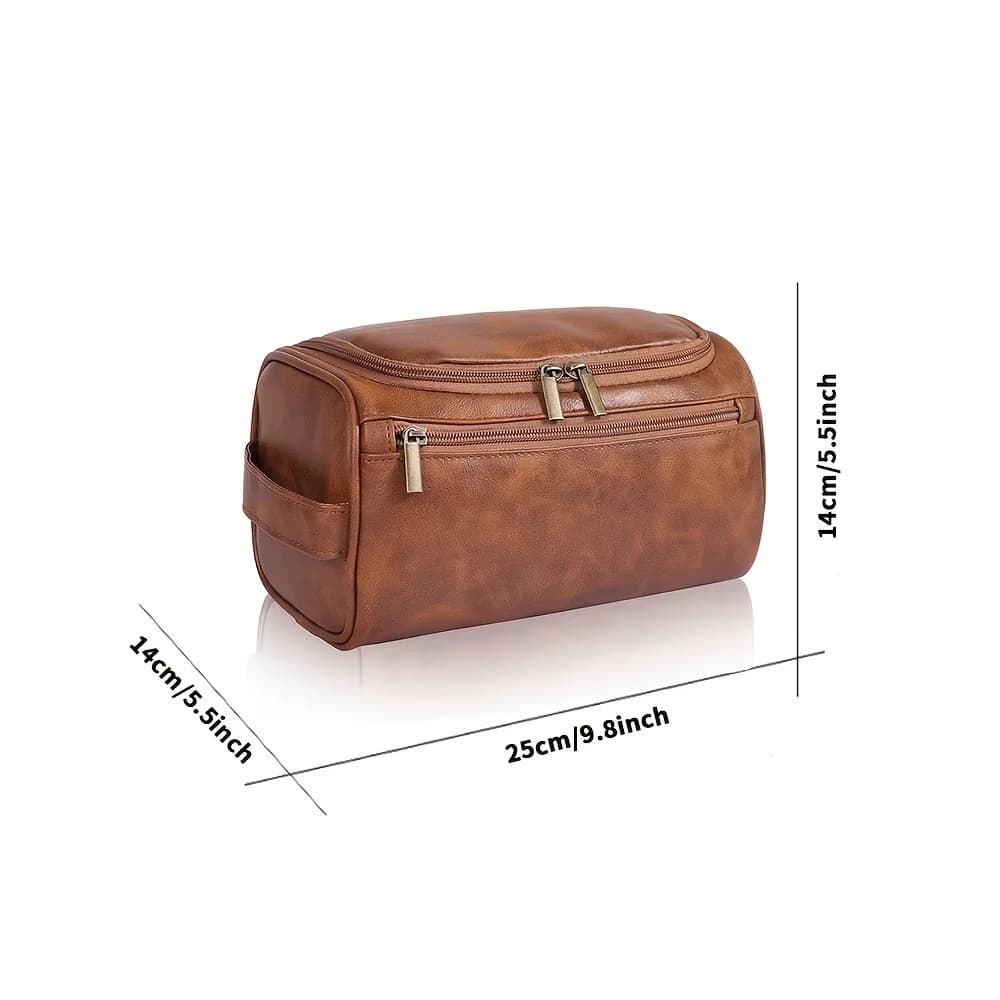 Toiletry Bag for Men, Hanging Travel Shaving Dopp Kit, Water-resistant Toiletries Organizer Bags, PU Leather Cosmetic Bags