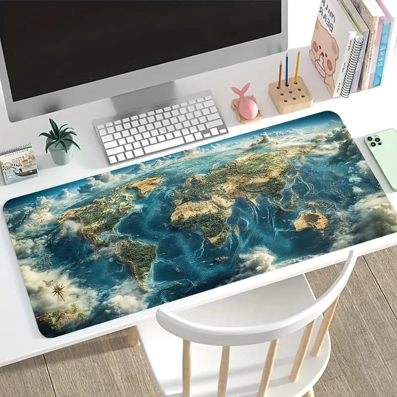 Large Gaming Mouse Pad with World Map Design