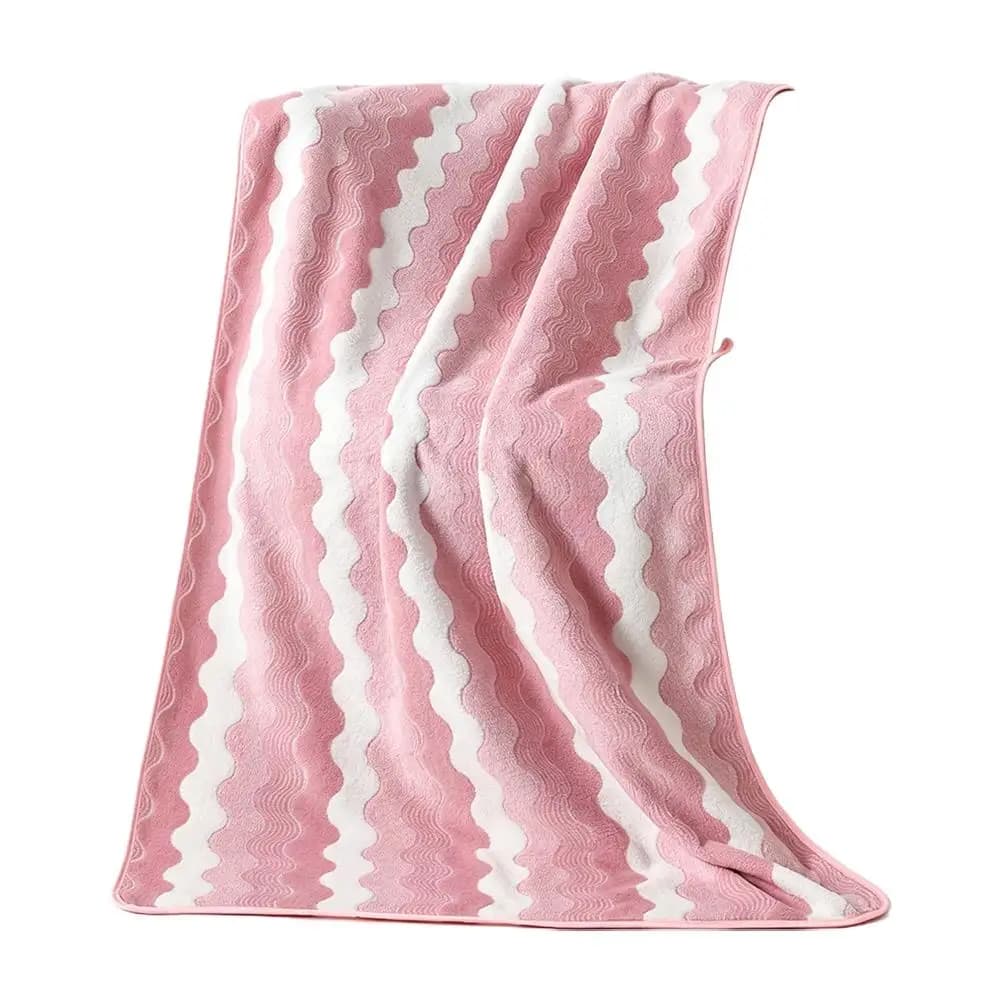 Coral Fleece Bath Towel Wave Stripe