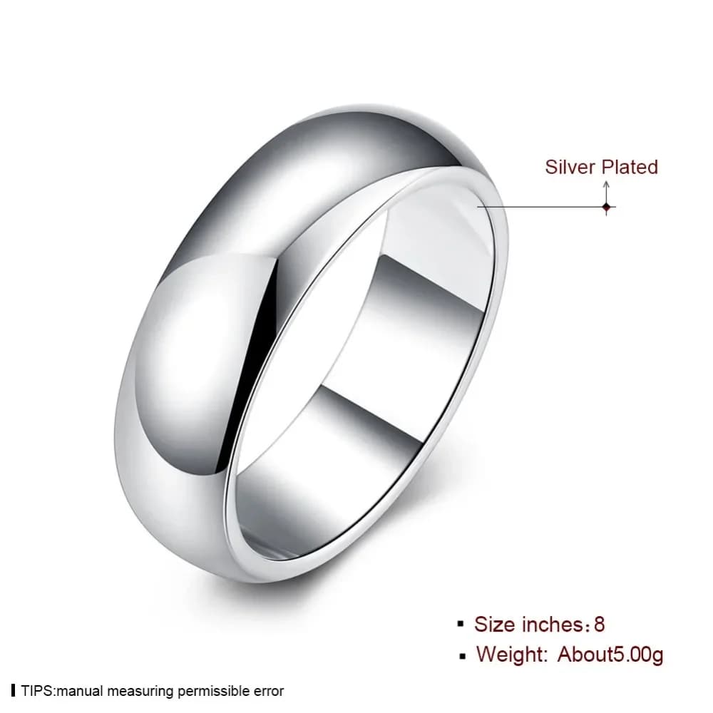 925 Sterling Silver Smooth Round Band Ring