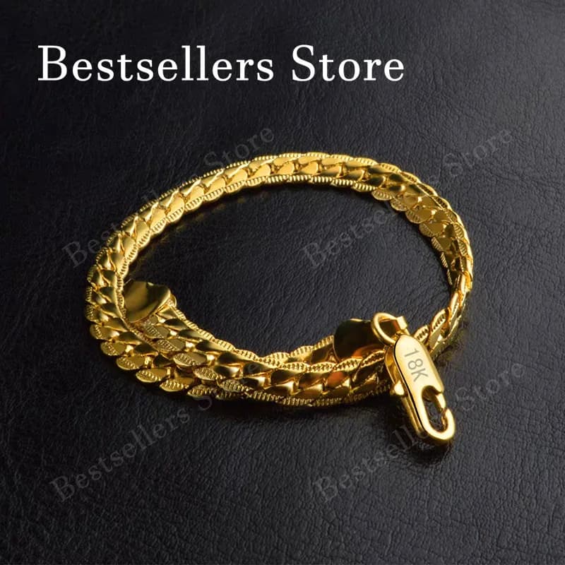 925 Sterling Silver 18K Gold Embossed Bracelet