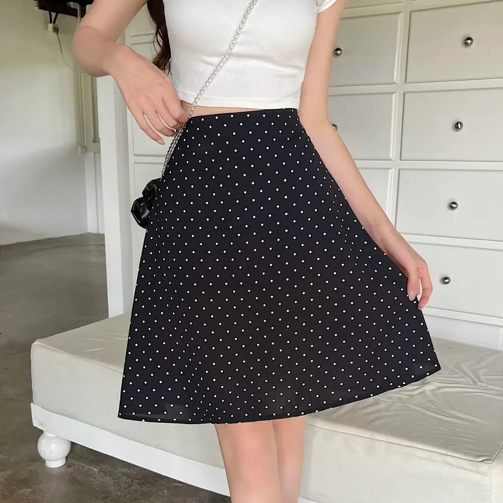 Women's High Waist Red Midi Skirt