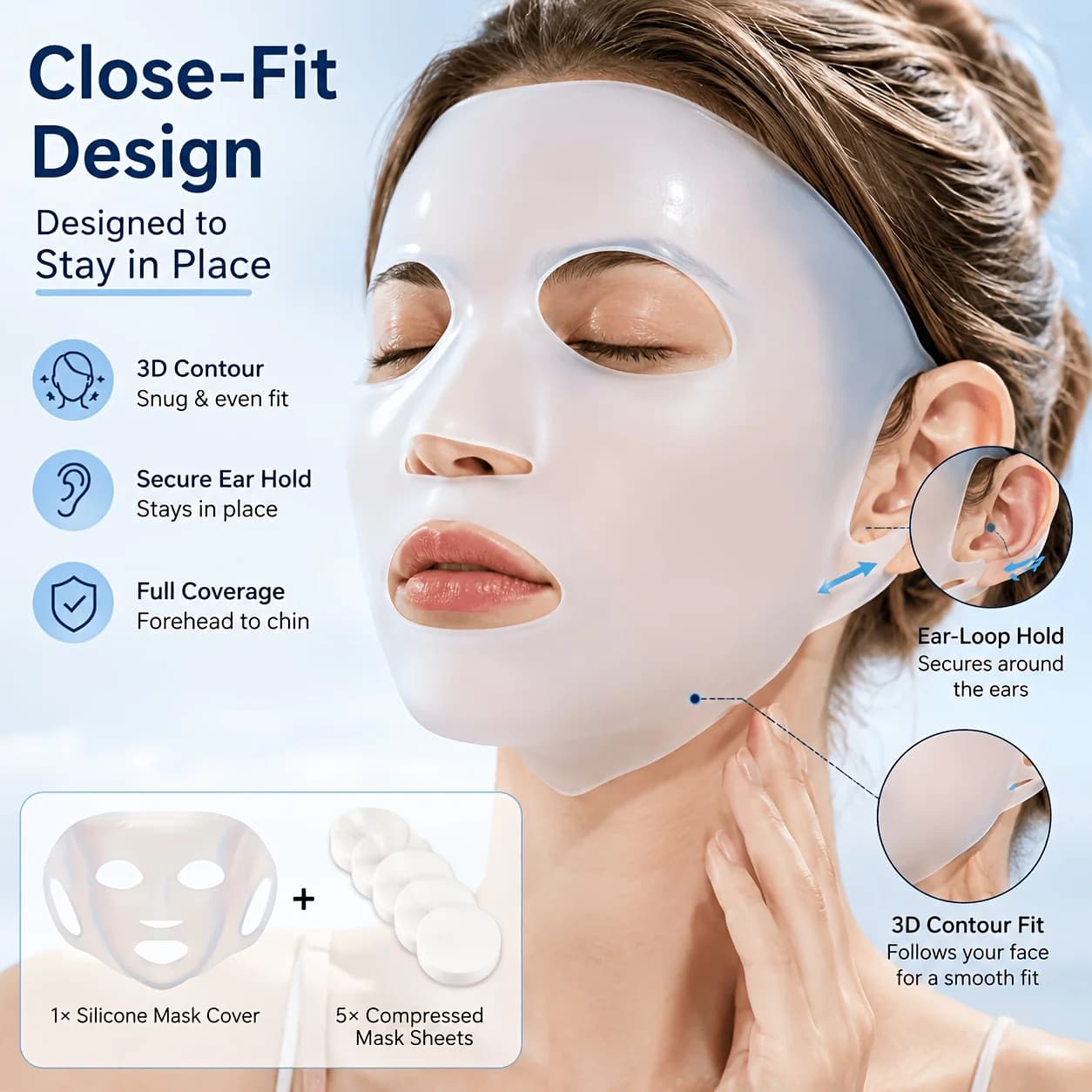 Reusable Silicone Face Mask Holder with Mask Sheets