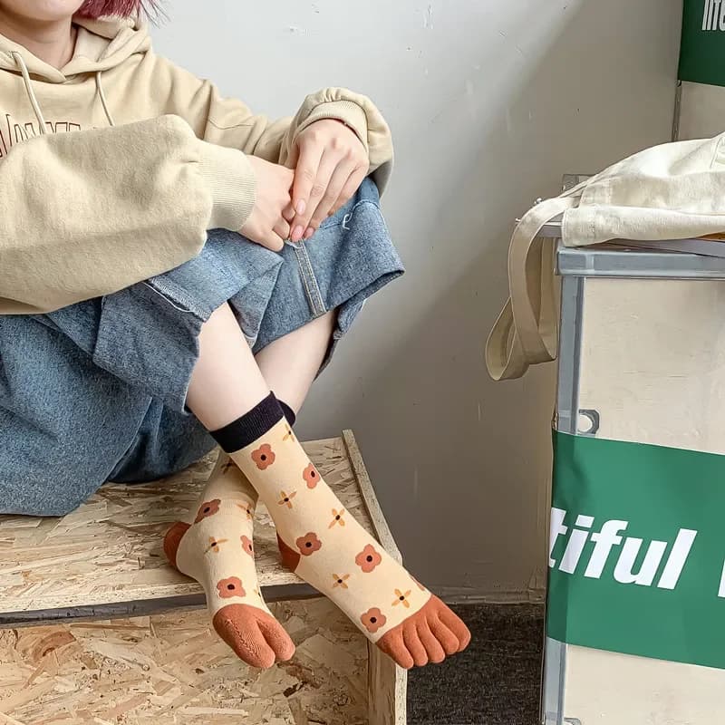 Cotton Five Finger Boot Socks Women