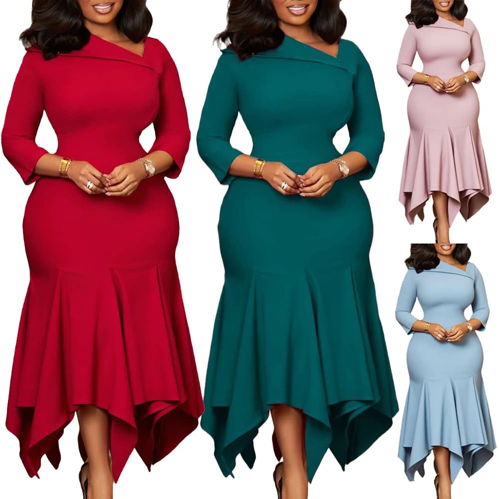 Women's Mermaid Dress 3/4 Sleeves