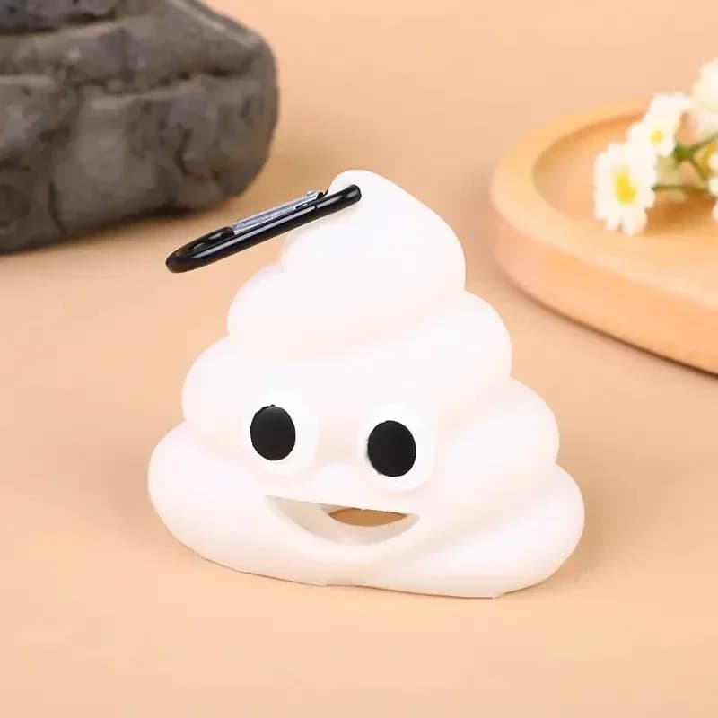 Poop Shaped Waste Bag Holder with Leash Clip
