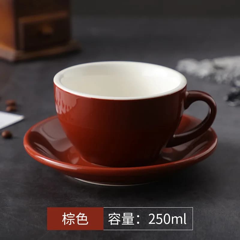250ml Thickened Cup Large Capacity Creative Latte Art Cup Retro Colored Coffee Cup Afternoon Tea Dessert Tea Mug Home Decoration