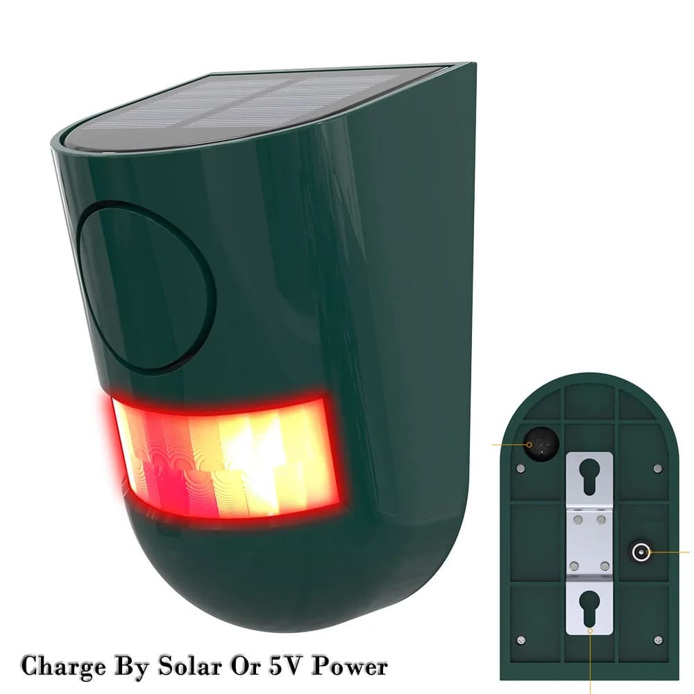 Solar Motion Detector Alarm Light with Strobe Siren