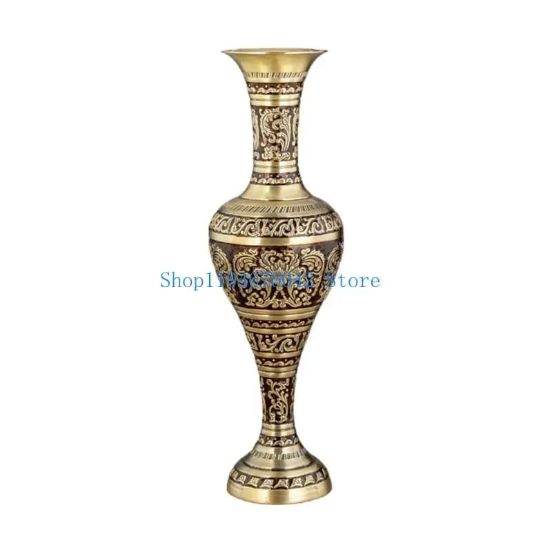 Metal Embossed Geometric Floor Vase