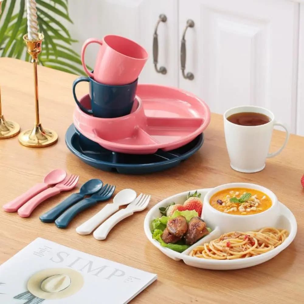 Round Divided Dinner Plate with 4 Compartments