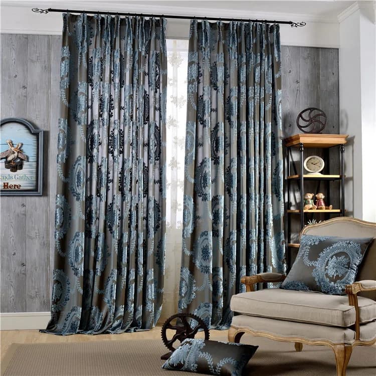 Blackout Curtains Living Room Drapes Shiny Luxury Velvet Curtains Jacquard Curtains