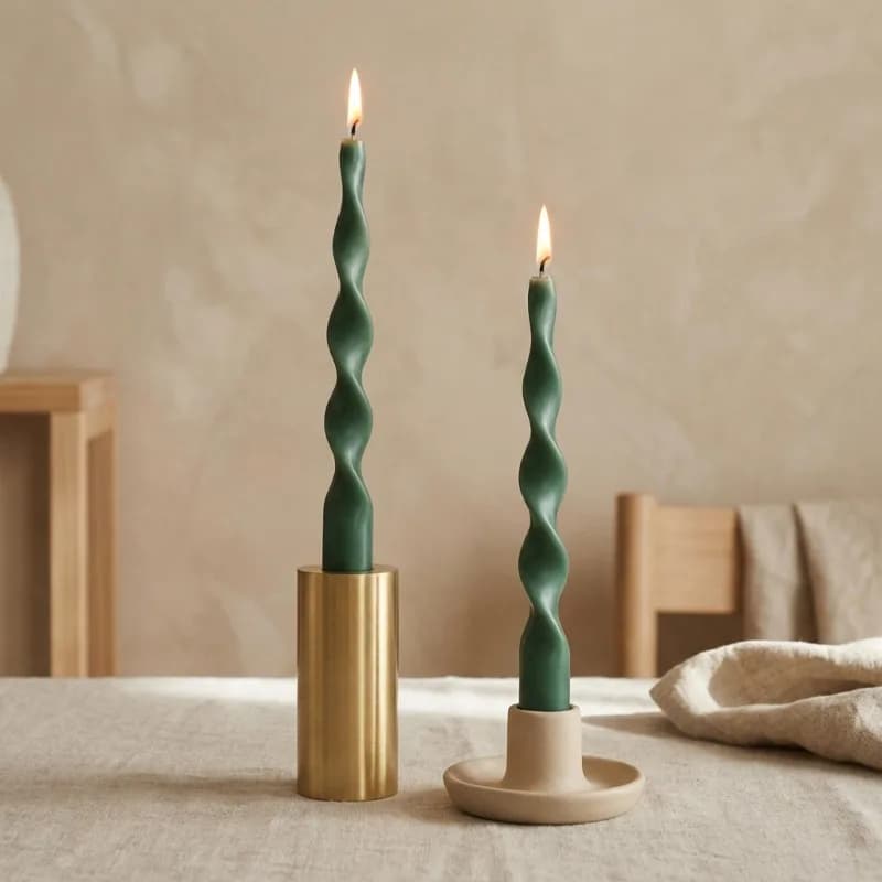 Spiral Twisted Taper Candles Pair