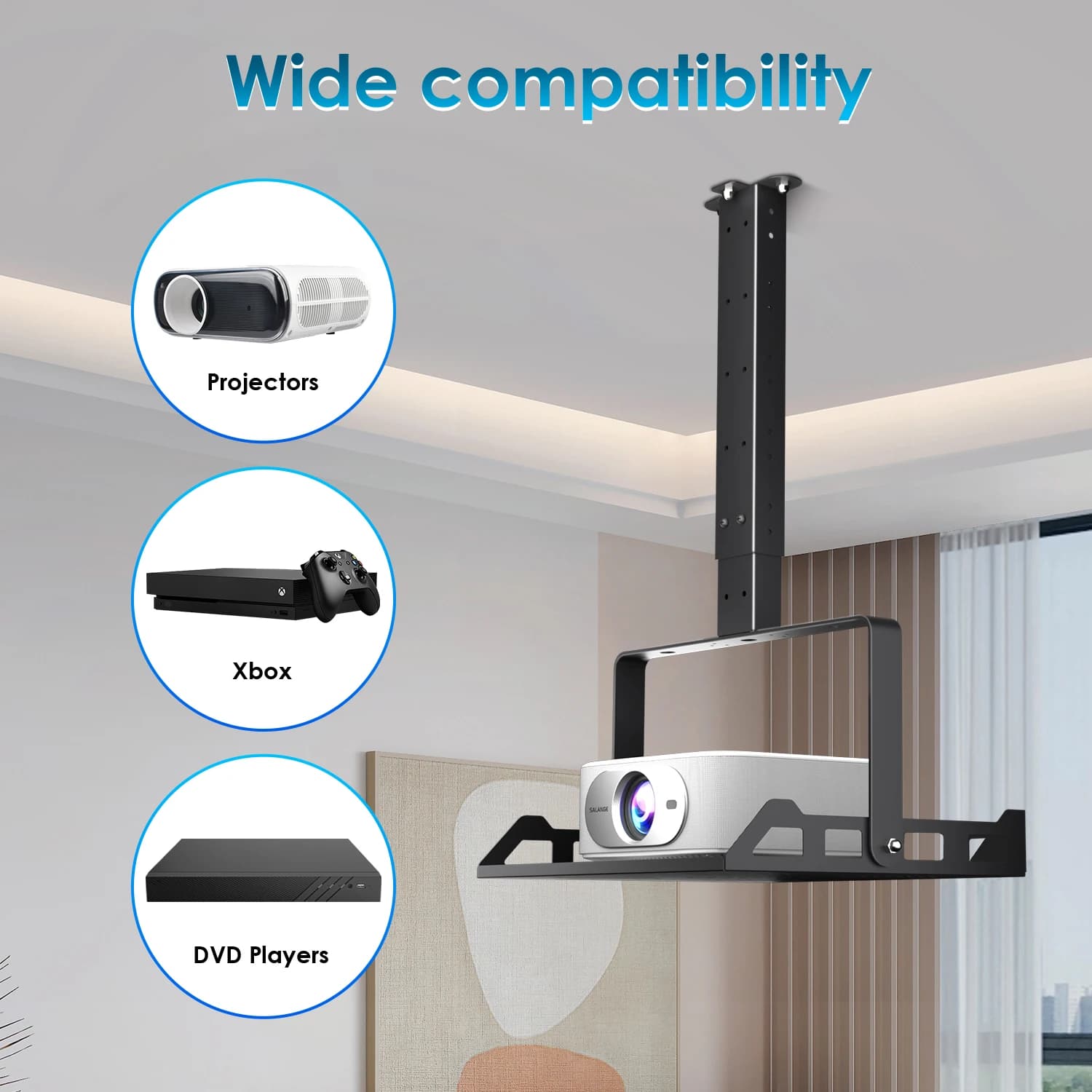 Projector Ceiling Mount Bracket with Height Adjustment