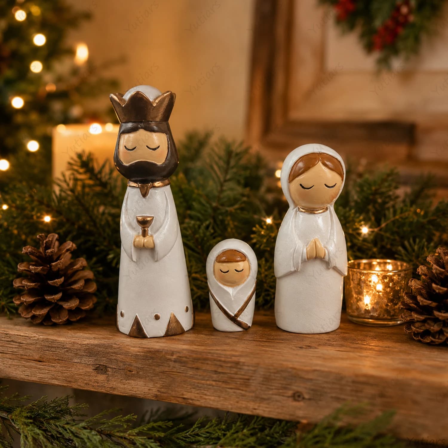 Nativity Figurines Set - 7 Piece Ceramic Christmas Decoration