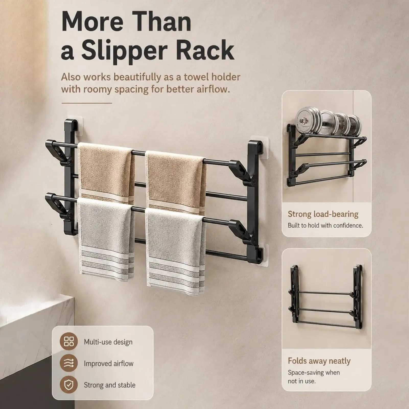 Wall Mounted Slipper Rack with Adhesive