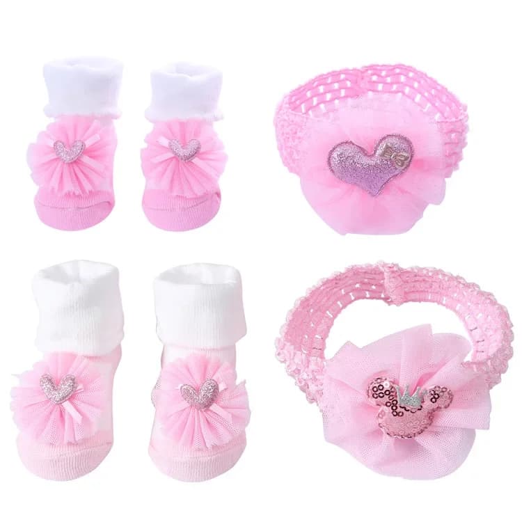Baby Girl Socks and Bow Headband Set
