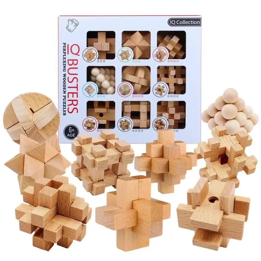 Wooden Brain Teaser Puzzle Set
