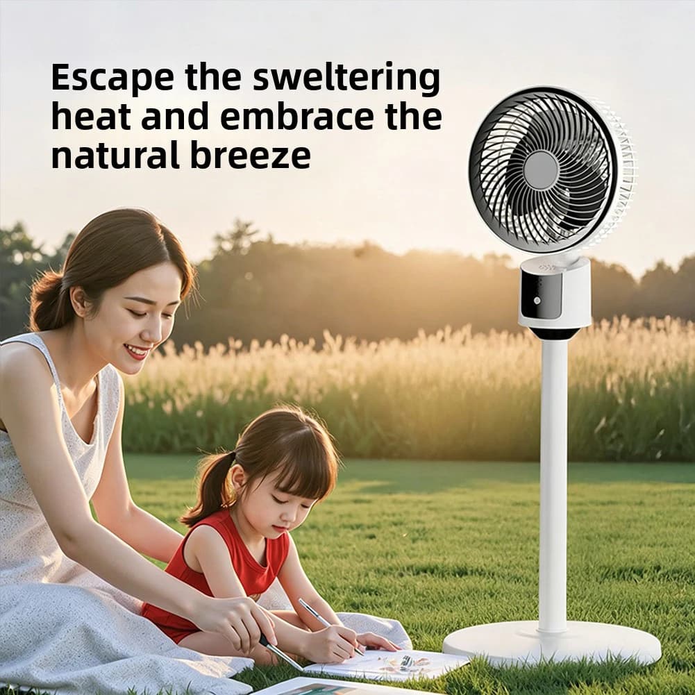 Pedestal Floor Fan with USB Rechargeable Battery